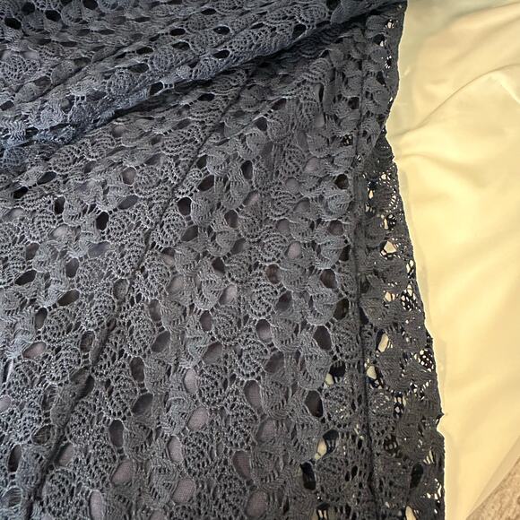 Chris Mclaughlin Womens Lace Overlay Dress Dark Blue 3/4 Bell Sleeve Size 16 - Picture 9 of 9